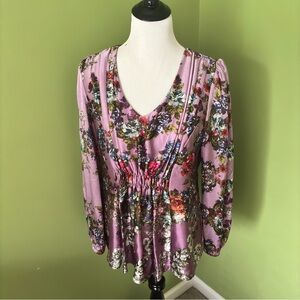 Sundance Palace Gardens Silk V-neck Floral Blouse